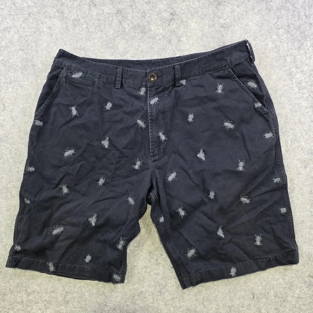 Barbour Shorts Mens 38 Blue Chino Embroidered Bug Animal Print 11‎ Inseam Cotton